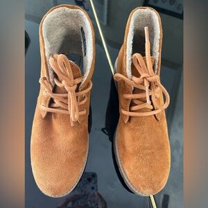 Rockport Womens Burned Orange Color Suede Lace-Up Ankle Boots  Low Wedged Heel 6